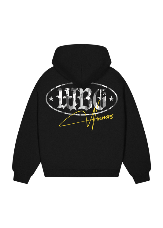WINNERS / BLACK HOODIE flat mockup